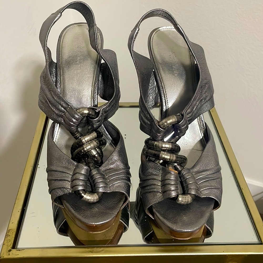 Calvin Klein Silver Twisted Front Heels